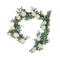 Artificial Eucalyptus Garland 6 feet Champagne Roses Floral