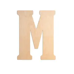 23 In. Letter M, Unfinished Vintage Wood Letter (M)