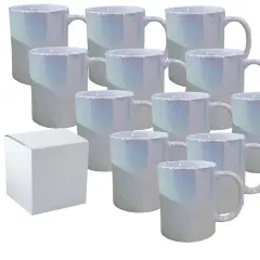 12 Pack 11 oz Pearl Iridescent Professional Grade Sublimation Mug- Sublimation Series - With Individual White Gift Box
