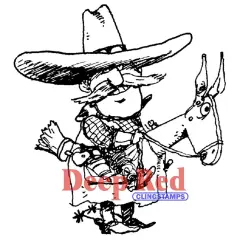 Deep Red Stamps Cowboy Rubber Cling Stamp 3 x 3.1 inches