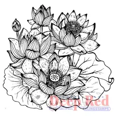 Deep Red Stamps Lotus Rubber Cling Stamp3.2 x 3 inches