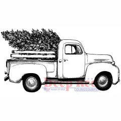 Deep Red Stamps Christmas Tree Pickup Rubber Cling Stamp 4 x 2.2 inches