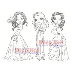 Deep Red Stamps City Girls Formal Affair Rubber Cling Stamp 4 x 6 inches