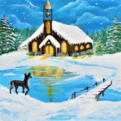 Christmas Paint Kit - Reflections Acrylic Painting Kit & Video Lesson, Art Gift Set, DIY Christmas Craft, Paint and Sip At Home, Beginner Painting, Paint Party
