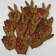 Hand Sign "Peace Out" Iron-on Embroidered Patch, Exclusive Appliques, Size 3" inches