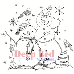Deep Red Stamps Snow Couple Rubber Cling Stamp 3.1 x 2.9 inches