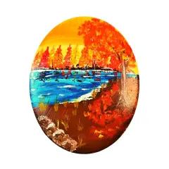 Fall Paint Kit - Autumn Pond Tabletop Trinket Box Painting Kit & Video Lesson, DIY Craft, Beginner Painting, Paint At Home