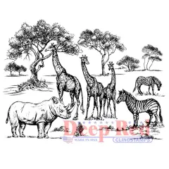 Deep Red Stamps Safari Rubber Cling Stamp4 x 3 inches