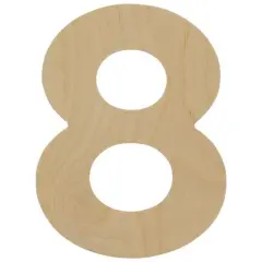 Wooden Number 8, 12 inch or 8 inch, Unfinished Large Wood Numbers for Crafts | Woodpeckers