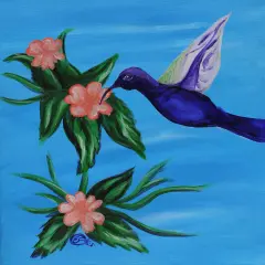 Paint Kit - Hummingbird Bliss Acrylic Painting Kit & Video Lesson, DIY Canvas Art, Painting Gift Set, Paint At Home, Beginner Painting, Paint Party