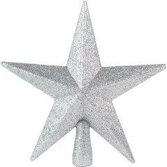 Ornativity Glitter Star Tree Topper - Christmas Silver Decorative Holiday Bethlehem Star Ornament - 8"
