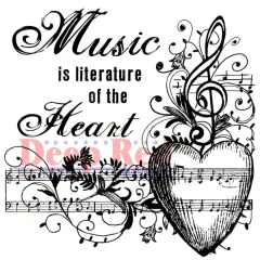 Deep Red Stamps Music of the Heart Rubber Cling Stamp 3.1 x 3.1 inches