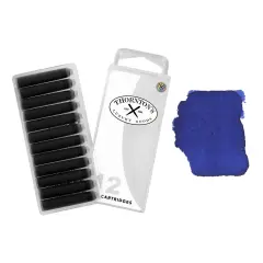 Thornton's Luxury Goods Short Standard International Fountain Pen Ink Cartridges, 12-Count Black-blue