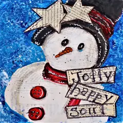 Christmas Paint Kit - Jolly Snowman Mixed Media Painting Kit & Video Lesson, Art Gift Set, DIY Christmas Craft, Beginner Painting, Paint At Home