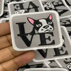 Patched Up Pup: "Puppy Love" Iron-on Embroidered Patch for Dogs, Patch for Dog Lovers, Sz. 2.5" inches