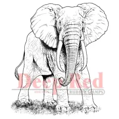 Deep Red Stamps African Elephant Rubber Cling Stamp 2.75 x 3 inches