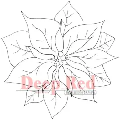 Deep Red Stamps Poinsettia Blossom Rubber Cling Stamp 3 x 3 inches