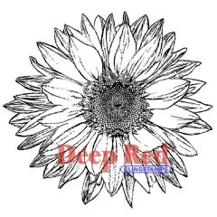 Deep Red Stamps Large Sunflower Rubber Cling Stamp 3.25 x 3.25 inches