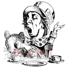 Deep Red Stamps Mad Hatter Tea Party Rubber Cling Stamp 3 x 3.25 inches