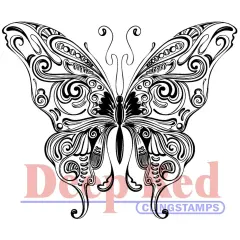 Deep Red Stamps Butterfly Swirl Rubber Cling Stamp 3.2 x 2.75 inches