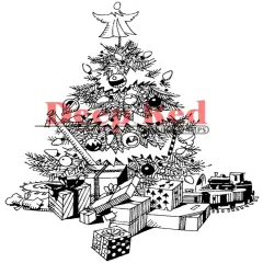 Deep Red Stamps Christmas Tree Rubber Cling Stamp 3.25 x 4.25 inches