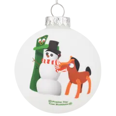 Gumby and Pokey Building a Snowman Glass Ornament Limited Edition