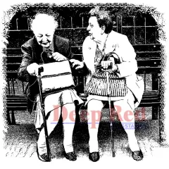 Deep Red Stamps Old Friends Rubber Cling Stamp 3 x 2.8 inches