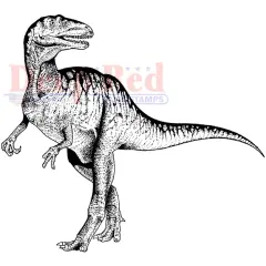 Deep Red Stamps Raptor Dinosaur Rubber Cling Stamp 3.2 x 3 inches