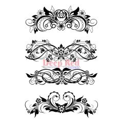 Deep Red Stamps Vector Flourishes Rubber Cling Stamp Set 4 x 6 inches