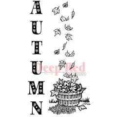 Deep Red Stamps Autumn Leaves Border Rubber Cling Stamp 2.2 x 4 inches