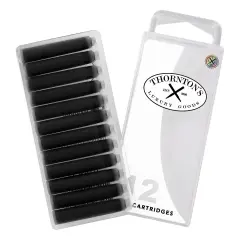 Thornton's Luxury Goods Short Standard International Fountain Pen Ink Cartridges, 12-Count Black