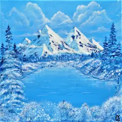 Winter Paint Kit - Crystal Pond Acrylic Painting Kit & Video Lesson, DIY Christmas Craft, Beginner Painting, Painting Gift Set, Paint Party