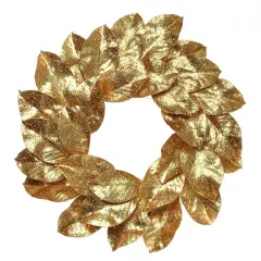 Gold Magnolia Leaf Christmas Wreath with Glitter Accents, 24" Holiday Door Decor, Indoor/Outdoor - 2024 Christmas Collection, Floral Home by Artificial Flowers
