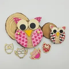 Ink and Trinket Kids Valentine's Day Owl Decoupage Craft Kit, Natural Wood