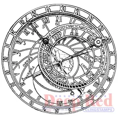 Deep Red Stamps Astronomical Clock Rubber Cling Stamp 3.1 x 3 inches