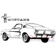 Deep Red Stamps Mustang Fastback Rubber Cling Stamp 4.1 x 2 inches