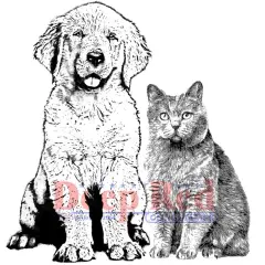Deep Red Stamps Furry Friends Rubber Cling Stamp 3 x 3.2 inches