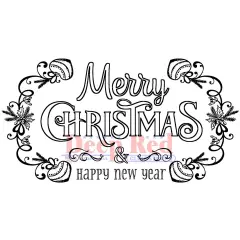 Deep Red Stamps Festive Merry Christmas Rubber Cling Stamp 4 x 2.2 inches