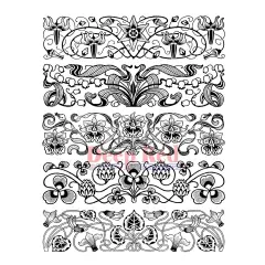Deep Red Stamps Art Deco Borders Rubber Cling Stamp Set 4 x 6 inches
