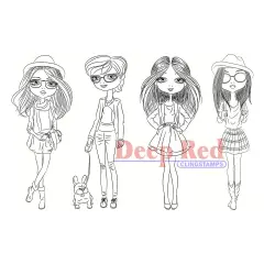 Deep Red Stamps City Girls Street Chic Rubber Cling Stamp 4 x 6 inches