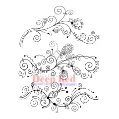 Deep Red Stamps Doodle Borders Rubber Cling Stamp Set 3 x 4 inches