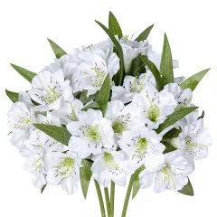 Alstroemeria Artificial Flowers Bulk Peruvian Lily Faux Bouquet 18&rdquo; Long Stems Silk Petals Wedding Decoration, 4pcs White