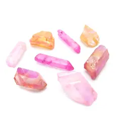 Pretty in Pink ~ Mix of Electroplated Quartz Beads (NS640) (8x)