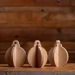6 in. Unfinished Wooden Slotted Ornaments 3pc