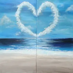 Paint Kit - Beach Love Acrylic Painting Kit & Video Lesson, DIY Craft, Painting Gift Set, Beginner Painting, Paint At Home, Paint Party