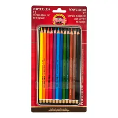 Polycolor Pencil Set, 12 Piece, Assorted Colors in a Tin, Carded