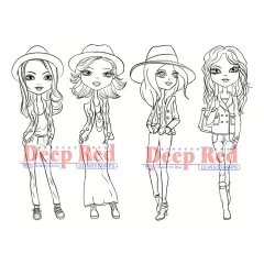 Deep Red Stamps City Girls Casual Friday Rubber Cling Stamp 4 x 6 inches