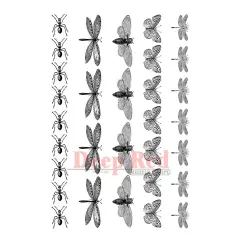 Deep Red Stamps Dragonflies and More Rubber Cling Stamp Set 4.25 x 5.5 inches
