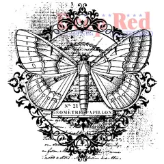 Deep Red Stamps Butterfly Flourish Rubber Cling Stamp 3.1 x 3.1 inches