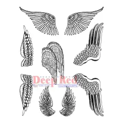 Deep Red Stamps Wings Rubber Cling Stamp Set 3 x 4 inches